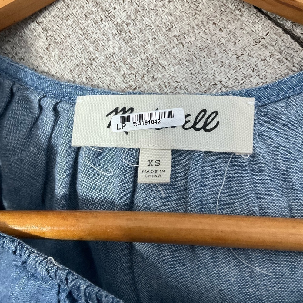 Madewell Cold Shoulder Linen Chambray Top size XS light weight T167 - Picture 7 of 7